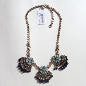 $525 Lot of 10 Necklaces - JCREW Statement Blue Fan Fringe Flower Floral Beaded